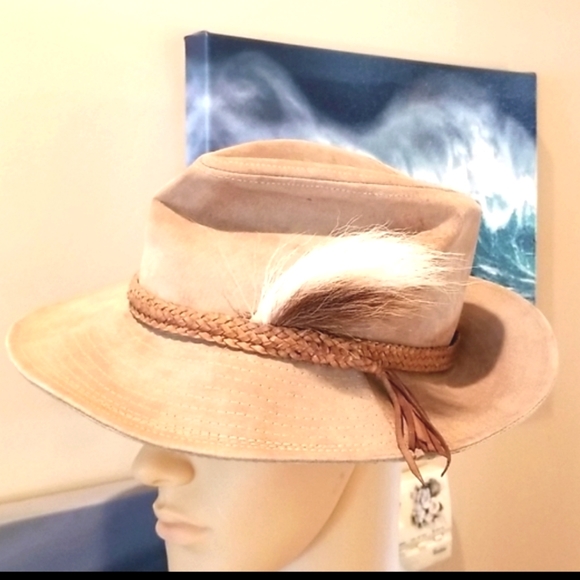 AUSSIE Loved Australian Tan Leather Canvas Travel Outback Kangaroo Tail Hat UNI - Picture 12 of 14